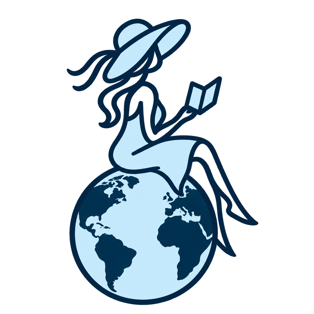 Travel Dreamers Essentials — traveler reading on a globe showing the Americas, Europe, and Africa