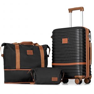 Black & Tan Carry-On Luggage Set