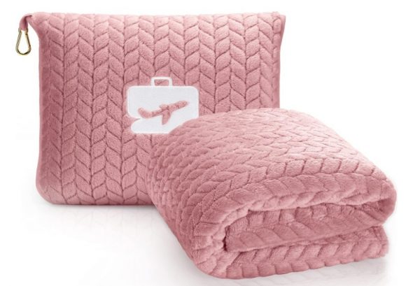 Pink Travel Blanket Pillow