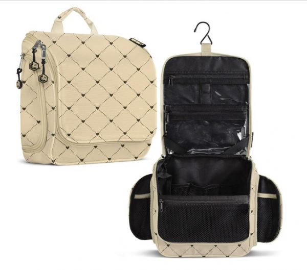 Beige Travel-Hanging Toiletry Bag